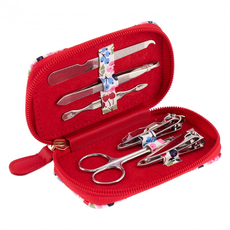 Set manicure da viaggio contenente 6 accessori in astuccio decorato assortito